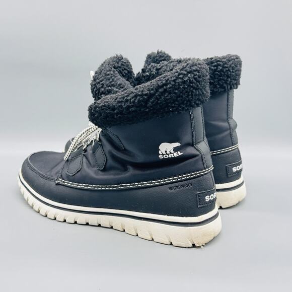 Sorel Boots Womens 8.5 Black Waterproof Faux Fur Lace Up Carnival Winter Snow - Picture 6 of 13